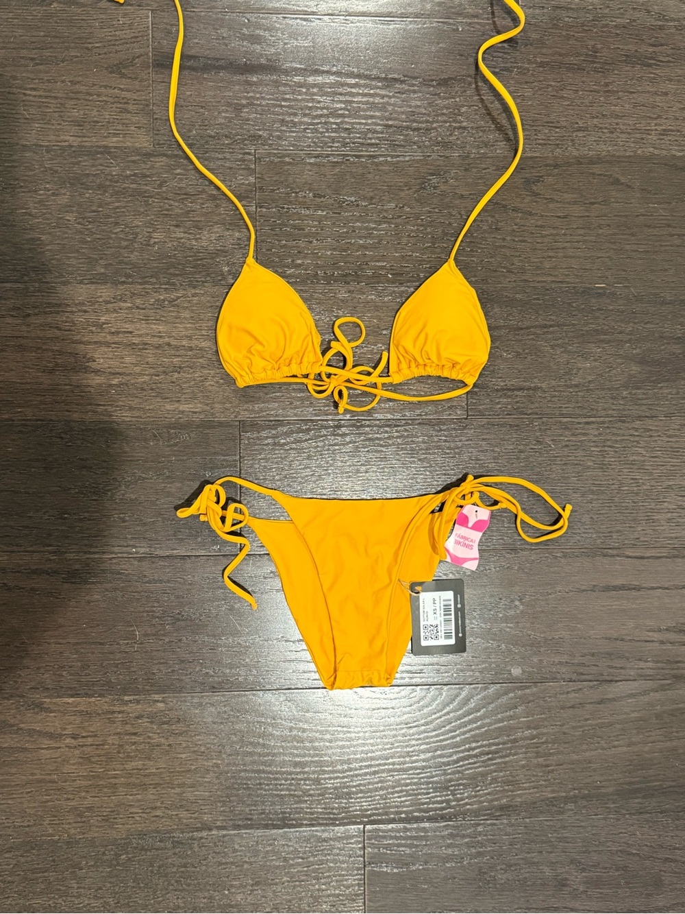 NWT Women’s Yellow Tie-Side Triangle Bikini - From Portugal